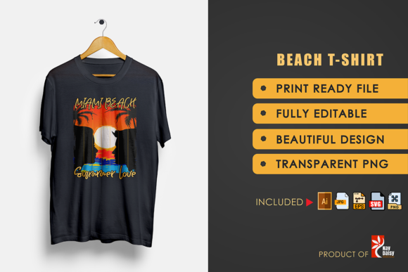 Beach T-shirt Summer Love: Graphics & Print Templates
