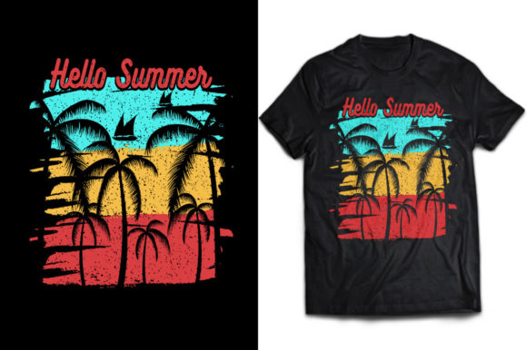 Hello Summer T-shirt Graphic: Print Templates & Graphics