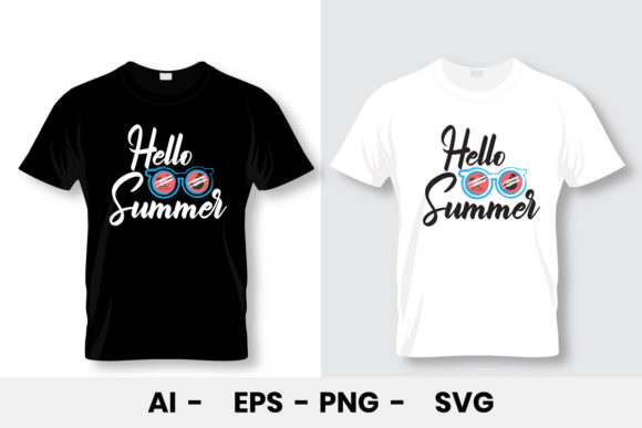 Hello Summer with Sunglasses T Shirt Graphics & Print Templates