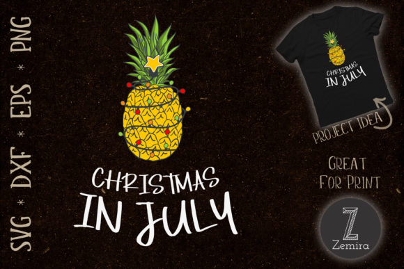 Pineapple Xmas Tree Summer Graphics for T-Shirt Designs