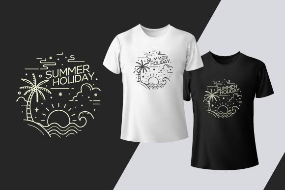 Summer Holiday Line Art Graphics & Print Templates