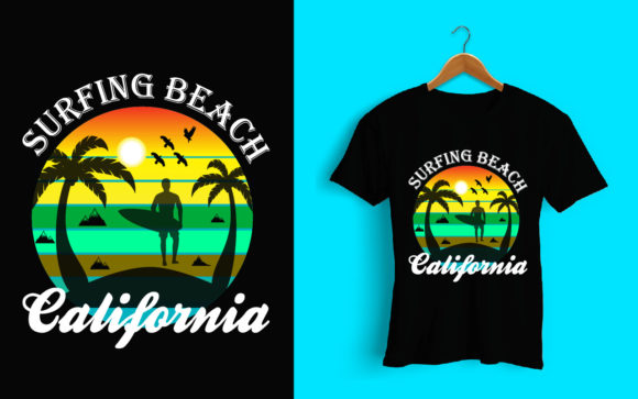Summer Surfing Beach T Shirt Design: Graphics & Print Templates
