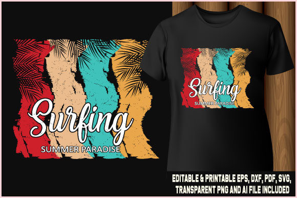 Surfing Summer Paradise Graphics for T-Shirt Designs